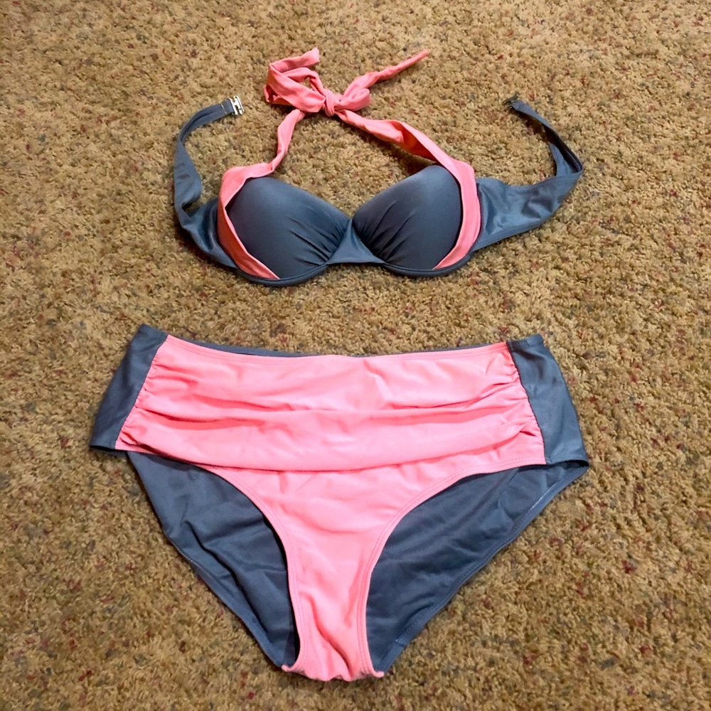 Gray and Pink Bathing Suit